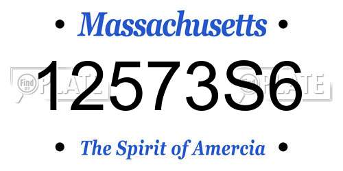 12573S6 Massachusetts License Plate