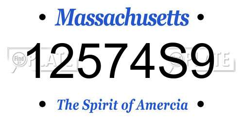 12574S9 Massachusetts License Plate