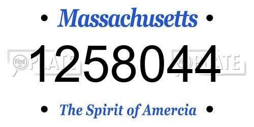 1258044 Massachusetts License Plate