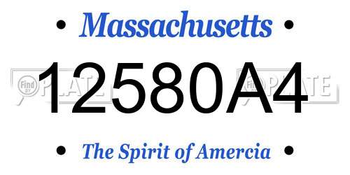 12580A4 Massachusetts License Plate