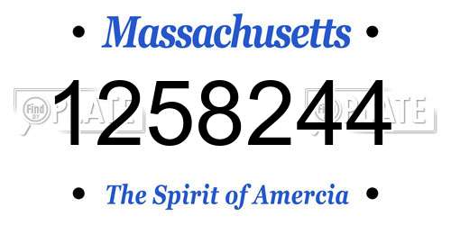 1258244 Massachusetts License Plate