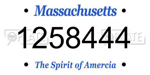 1258444 Massachusetts License Plate