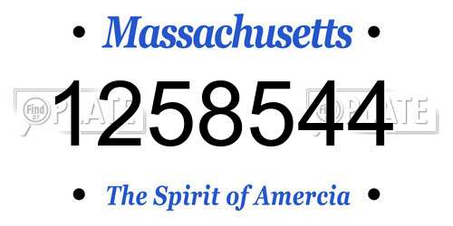 1258544 Massachusetts License Plate