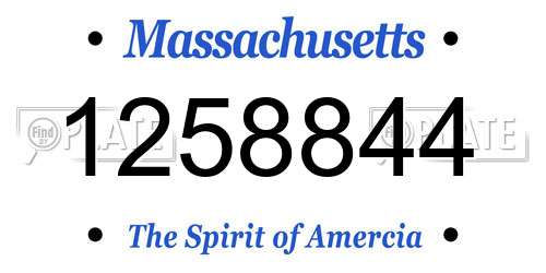1258844 Massachusetts License Plate
