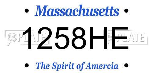 1258HE Massachusetts License Plate