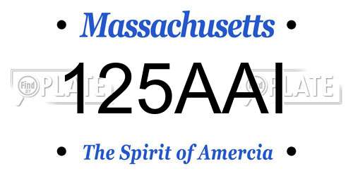 125AAI Massachusetts License Plate