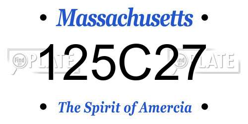 125C27 Massachusetts License Plate