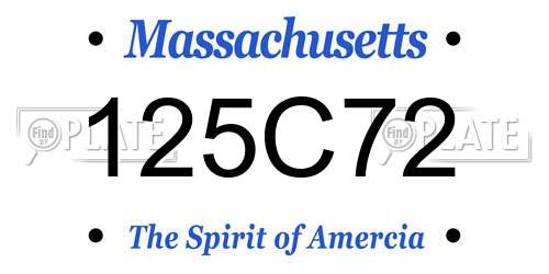 125C72 Massachusetts License Plate