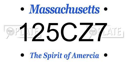 125CZ7 Massachusetts License Plate