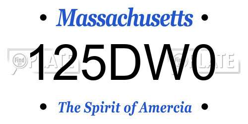 125DW0 Massachusetts License Plate