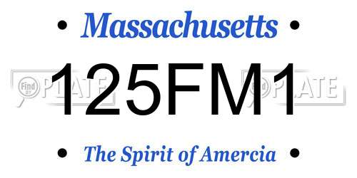 125FM1 Massachusetts License Plate