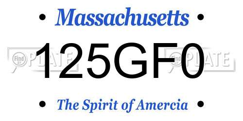 125GF0 Massachusetts License Plate