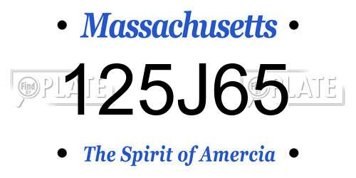 125J65 Massachusetts License Plate