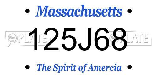 125J68 Massachusetts License Plate
