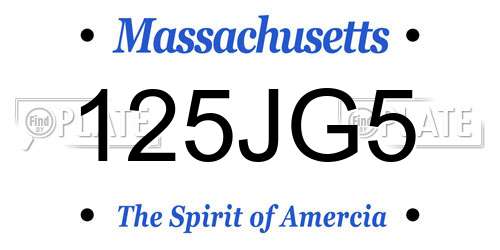 125JG5 Massachusetts License Plate