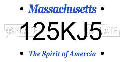 125KJ5 Massachusetts License Plate
