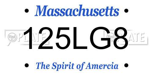 125LG8 Massachusetts License Plate