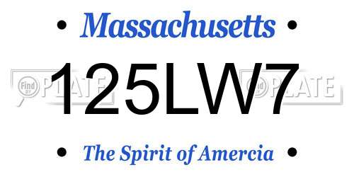 125LW7 Massachusetts License Plate