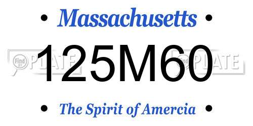 125M60 Massachusetts License Plate