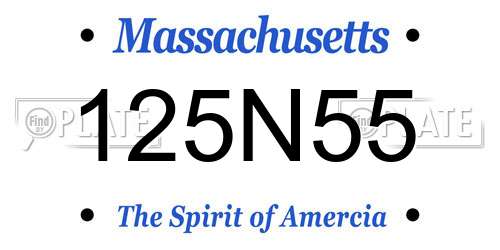 125N55 Massachusetts License Plate