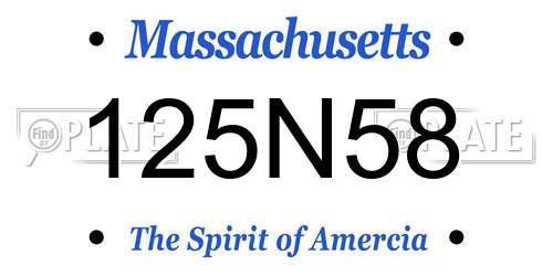 125N58 Massachusetts License Plate
