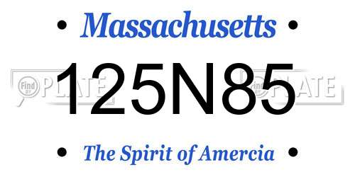 125N85 Massachusetts License Plate