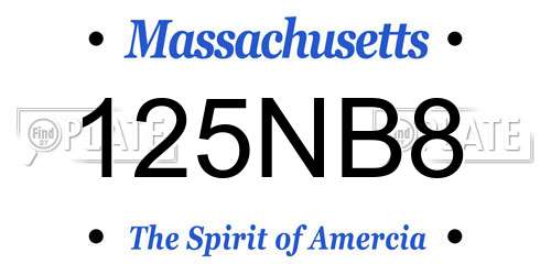 125NB8 Massachusetts License Plate