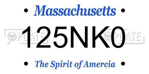 125NK0 Massachusetts License Plate