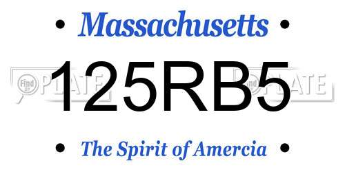 125RB5 Massachusetts License Plate