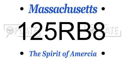 125RB8 Massachusetts License Plate