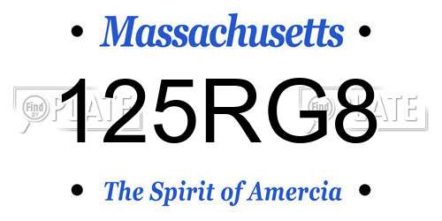 125RG8 Massachusetts License Plate