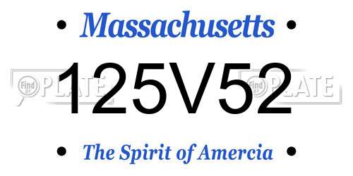 125V52 Massachusetts License Plate