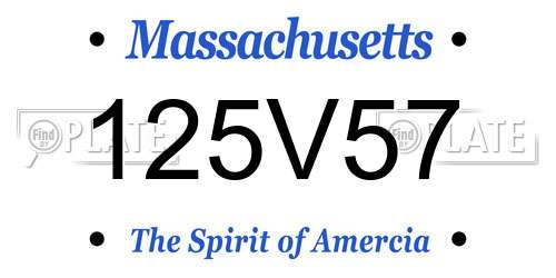 125V57 Massachusetts License Plate