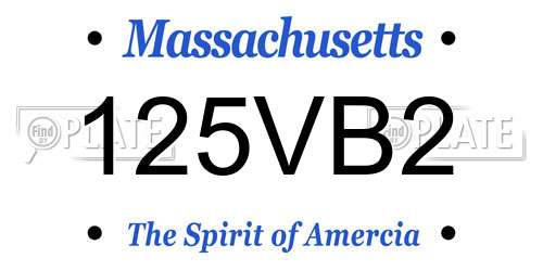 125VB2 Massachusetts License Plate