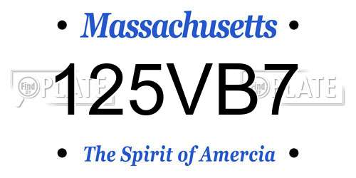 125VB7 Massachusetts License Plate