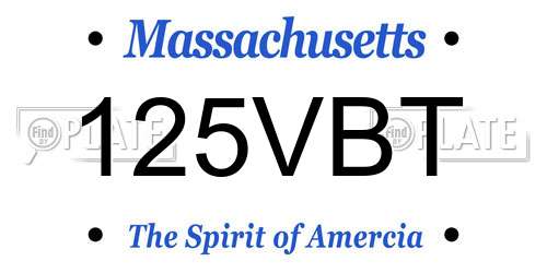 125VBT Massachusetts License Plate