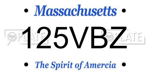 125VBZ Massachusetts License Plate