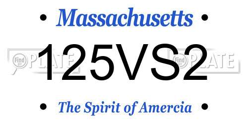 125VS2 Massachusetts License Plate
