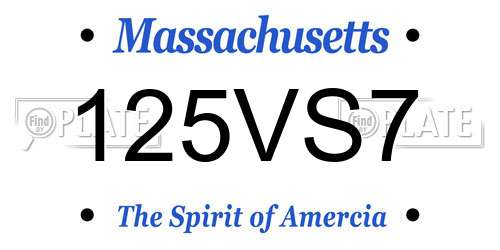 125VS7 Massachusetts License Plate