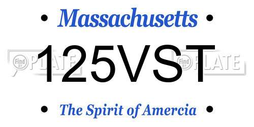 125VST Massachusetts License Plate