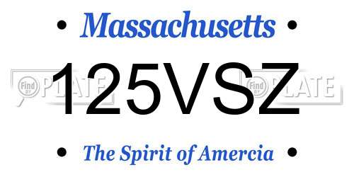 125VSZ Massachusetts License Plate