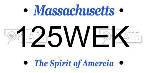 125WEK Massachusetts License Plate