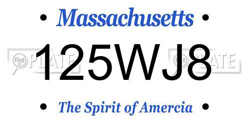 125WJ8 Massachusetts License Plate
