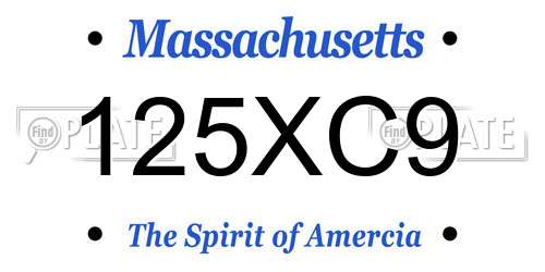 125XC9 Massachusetts License Plate