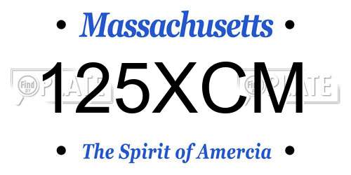 125XCM Massachusetts License Plate