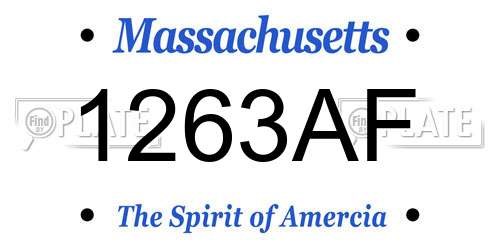 1263AF Massachusetts License Plate