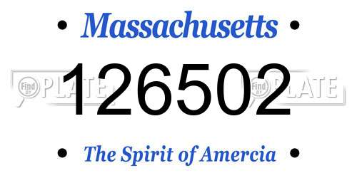 126502 Massachusetts License Plate