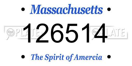 126514 Massachusetts License Plate