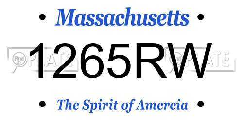 1265RW Massachusetts License Plate