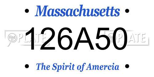 126A50 Massachusetts License Plate